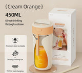 Darrahopens Home & Garden > Kitchenware > Kitchen Utensils Portable Wireless Juicing Cup - 450ml, 6-Blade Ice Crusher, USB-C Fast Charging Smoothie Blender(orange)