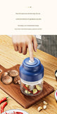 Darrahopens Home & Garden > Kitchenware > Kitchen Utensils Powerful Mini Electric Food Chopper - USB Rechargeable Cordless Garlic & Meat Mincer(Blue 250ml + 4-blade knife)