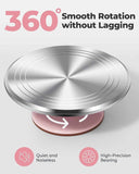 Darrahopens Home & Garden > Kitchenware > Kitchen Utensils Premium Aluminum Alloy Cake Turntable Set with 3 Icing Scrapers, Offset & Silicone Spatulas, Non-Slip Base for Smooth Frosting, Professional Baking & Decorating Kit for Home Bakers (Pink)
