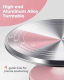 Darrahopens Home & Garden > Kitchenware > Kitchen Utensils Premium Aluminum Alloy Cake Turntable Set with 3 Icing Scrapers, Offset & Silicone Spatulas, Non-Slip Base for Smooth Frosting, Professional Baking & Decorating Kit for Home Bakers (Pink)