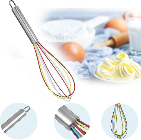 Darrahopens Home & Garden > Kitchenware > Kitchen Utensils Professional Silicone Whisk Set - 3pcs Stainless Steel Handle Hand Whisk for Kitchen