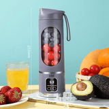 Darrahopens Home & Garden > Kitchenware > Kitchen Utensils Purple 7.4V Portable Blender Smoothie Maker 450ml Wireless Rechargeable Juicer Cup with 12-Blade Stainless Steel Cutter, LED Digital Display, USB Charging Personal Blender for Travel Gym Office Home