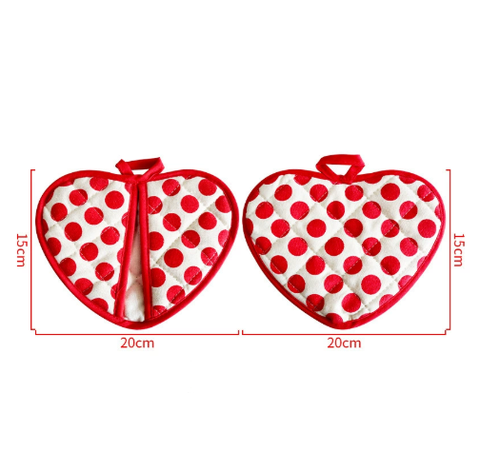 Darrahopens Home & Garden > Kitchenware > Kitchen Utensils Red 2 Pack Heart Shaped Oven Mitts Heat Resistant Cotton Pot Holders Double Layer Thick Insulation Kitchen Gloves for Baking Cooking