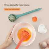 Red  2-Piece 3-in-1 Multi-Functional Egg Whisk & Food Tongs Set
