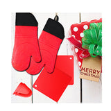Darrahopens Home & Garden > Kitchenware > Kitchen Utensils Red Set BPA-Free Non-Slip Silicone Oven Mitts - Heat Resistant Gloves with Honeycomb Pattern for Kitchen Safety