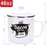 Darrahopens Home & Garden > Kitchenware > Kitchen Utensils Retro 1200ML Enamel Lard Storage Jar - Acid & Alkali Resistant Oil Filter Pot with Fine Mesh Strainer & 17cm Scraping Spatula