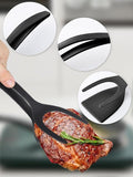 Darrahopens Home & Garden > Kitchenware > Kitchen Utensils Set of 2 Food Tongs - 2-in-1 Flipper/Deep Fryer - Egg Flipper - Spatula with Clip - Egg Flipper, Kitchen Tools for Home - Black