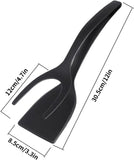 Darrahopens Home & Garden > Kitchenware > Kitchen Utensils Set of 2 Food Tongs - 2-in-1 Flipper/Deep Fryer - Egg Flipper - Spatula with Clip - Egg Flipper, Kitchen Tools for Home - Black