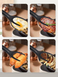 Darrahopens Home & Garden > Kitchenware > Kitchen Utensils Set of 2 Food Tongs - 2-in-1 Flipper/Deep Fryer - Egg Flipper - Spatula with Clip - Egg Flipper, Kitchen Tools for Home - Black