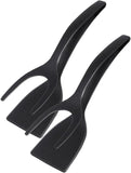 Darrahopens Home & Garden > Kitchenware > Kitchen Utensils Set of 2 Food Tongs - 2-in-1 Flipper/Deep Fryer - Egg Flipper - Spatula with Clip - Egg Flipper, Kitchen Tools for Home - Black