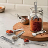 Darrahopens Home & Garden > Kitchenware > Kitchen Utensils Set of 6 stainless steel measuring spoons - Includes teaspoon, tablespoon and measuring spoon - Suitable for liquids and dry ingredients - Kitchen and baking utensils - Can be stored in spice jars