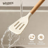 Darrahopens Home & Garden > Kitchenware > Kitchen Utensils Silicone Cooking Utensil Set,12 PCS Cooking Cookware Kitchen Utensils Set for Cooking, Nonstick 446°F Heat-Resistant Cookware Kitchen Tools of Spoon,Brush,Whisk,Spatula,Turner Tongs (Khaki)