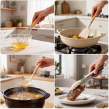 Darrahopens Home & Garden > Kitchenware > Kitchen Utensils Silicone Cooking Utensil Set,12 PCS Cooking Cookware Kitchen Utensils Set for Cooking, Nonstick 446°F Heat-Resistant Cookware Kitchen Tools of Spoon,Brush,Whisk,Spatula,Turner Tongs (Khaki)