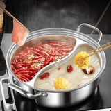 Darrahopens Home & Garden > Kitchenware > Kitchen Utensils Silver double-layer hot pot, stainless steel hot pot, multi-flavor hot pot, kitchen utensil, durable hot pot, induction compatible hot pot, family dining gift