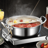 Darrahopens Home & Garden > Kitchenware > Kitchen Utensils Silver double-layer hot pot, stainless steel hot pot, multi-flavor hot pot, kitchen utensil, durable hot pot, induction compatible hot pot, family dining gift