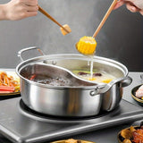 Darrahopens Home & Garden > Kitchenware > Kitchen Utensils Silver double-layer hot pot, stainless steel hot pot, multi-flavor hot pot, kitchen utensil, durable hot pot, induction compatible hot pot, family dining gift