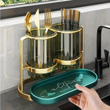 Darrahopens Home & Garden > Kitchenware > Kitchen Utensils Solid white gold Luxury Wall-Mounted Cutlery Holder, Household Knife Fork Spoon Organizer, New Kitchen Utensil Drainer and Chopstick Container, Tableware Storage Rack