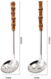 Darrahopens Home & Garden > Kitchenware > Kitchen Utensils Spoons - 2-Piece Set - Stainless Steel Soup Spoon with Bamboo Handle - Long Handle Soup Spoon - Soup Spoon - Strainer - Strainer Set - Durable and Comfortable Kitchen Utensils