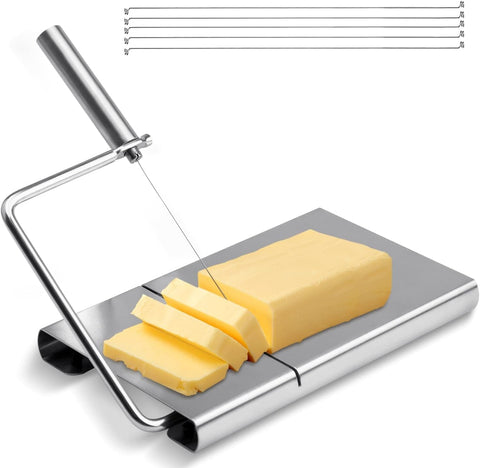 Darrahopens Home & Garden > Kitchenware > Kitchen Utensils Stainless Steel Cheese Cutter with Wire for Block Cheese, Six Replacement Wires