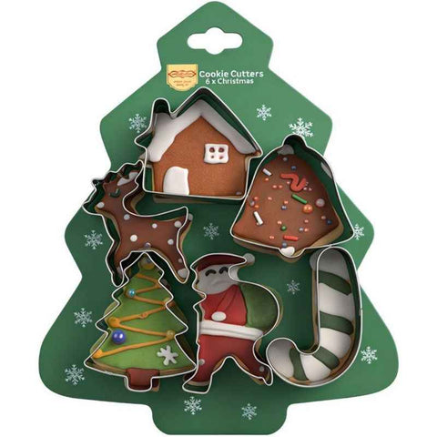 Darrahopens Home & Garden > Kitchenware > Kitchen Utensils Stainless Steel Christmas Cookie Cutter 6-Piece Set, Holiday DIY Baking Molds for Cookies & Fondant—Christmas Tree In Australia - Darrahopens