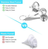 Darrahopens Home & Garden > Kitchenware > Kitchen Utensils Stainless Steel Funnel Set - Set of 3 - Kitchen Funnels - Various Sizes - Funnels with Long Handles - With 2 Cleaning Brushes - Diameter: 7.5cm/5.5cm/4.5cm - Suitable for kitchen bottles, thermoses, small spice powders and k