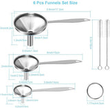 Darrahopens Home & Garden > Kitchenware > Kitchen Utensils Stainless Steel Funnel Set - Set of 3 - Kitchen Funnels - Various Sizes - Funnels with Long Handles - With 2 Cleaning Brushes - Diameter: 7.5cm/5.5cm/4.5cm - Suitable for kitchen bottles, thermoses, small spice powders and k