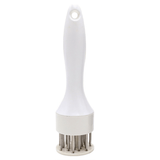 Darrahopens Home & Garden > Kitchenware > Kitchen Utensils Stainless Steel Meat Tenderizer, 2.5cm Needle Pricker with Safety Guard & Automatic Rebound, for Steak, Pork, Chicken, BBQ & Marinade - White