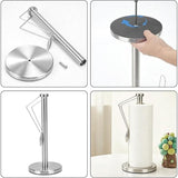 Darrahopens Home & Garden > Kitchenware > Kitchen Utensils Stainless Steel Paper Roll Holder with Weighted Base Freestanding and Side Retaining Arm for Kitchen Bathroom Tabletop, Silver (Angled Side Arm) In Australia - Darrahopens
