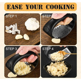 Darrahopens Home & Garden > Kitchenware > Kitchen Utensils Stainless Steel ROcking Garlic Press - Cooking Appliance - Black & Gray 2Pc
