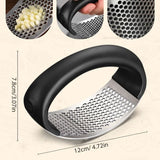 Darrahopens Home & Garden > Kitchenware > Kitchen Utensils Stainless Steel ROcking Garlic Press - Cooking Appliance - Black & Gray 2Pc