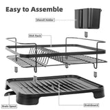 Darrahopens Home & Garden > Kitchenware > Kitchen Utensils Steel Frame Dish Drying Rack Durable Steel Frame, Removable Utensil Holder, Compact Size for Small Kitchens & Apartments