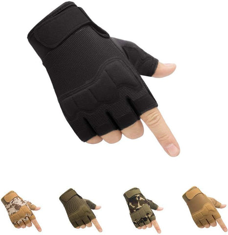 Darrahopens Home & Garden > Kitchenware > Kitchen Utensils Tactical Fingerless Gloves with Knuckle Protection – Breathable Outdoor Gloves for Shooting, Hunting, Cycling, and Training (Black,L)