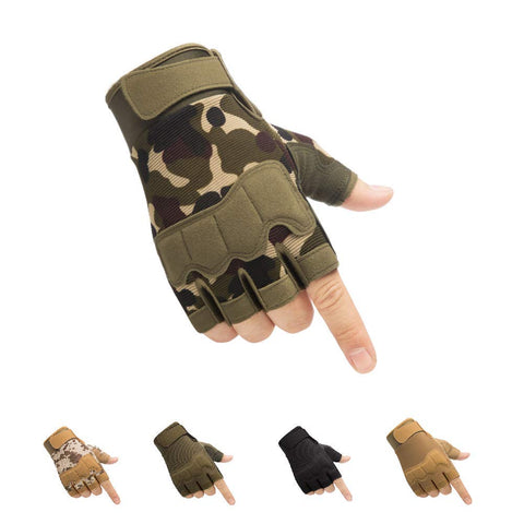 Darrahopens Home & Garden > Kitchenware > Kitchen Utensils Tactical Fingerless Gloves with Knuckle Protection – Breathable Outdoor Gloves for Shooting, Hunting, Cycling, and Training (Green Camouflage,M)