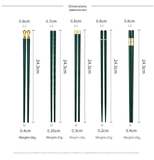 Darrahopens Home & Garden > Kitchenware > Kitchen Utensils Two-piece Set Premium Alloy Chopsticks Set of 5 Pairs - 24.3cm Emerald Green and Gold Luxury Reusable Utensils for Modern Australian Dining