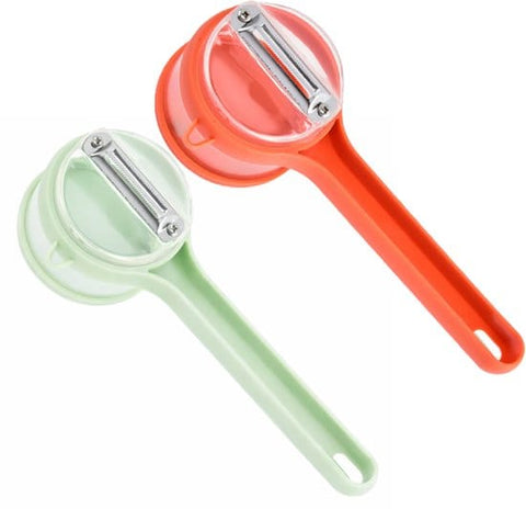 Darrahopens Home & Garden > Kitchenware > Kitchen Utensils Vegetable Peeler - Fruit and Vegetable Peeler - with Storage Box - Safe and Efficient - Double-Sided Sharp Stainless Steel Blades - Easy to Clean - Process Fruits and Vegetables Easily and Conveniently - Set of 2 (Orange + Green)
