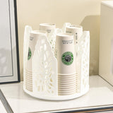 Darrahopens Home & Garden > Kitchenware > Kitchen Utensils White 360°Rotating Multi-Scenario Countertop Storage Rack - Large Capacity 4 Compartment Holder for Coffee & Tea Cups