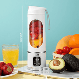 Darrahopens Home & Garden > Kitchenware > Kitchen Utensils White 7.4V Portable Blender Smoothie Maker 450ml Wireless Rechargeable Juicer Cup with 12-Blade Stainless Steel Cutter, LED Digital Display, USB Charging Personal Blender for Travel Gym Office Home