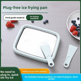 Darrahopens Home & Garden > Kitchenware > Kitchen Utensils White DIY Rolled Ice Cream Maker Pan Instant Frozen Yoghurt & Sorbet Tray 304 Stainless Steel No Electricity Required with Spatulas
