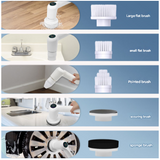 Darrahopens Home & Garden > Kitchenware > Kitchen Utensils White Rechargeable Electric Spin Scrubber - Waterproof Power Cleaning Brush with 5 Heads & Digital Display for Bathroom, Kitchen & More