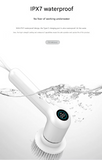 Darrahopens Home & Garden > Kitchenware > Kitchen Utensils White Rechargeable Electric Spin Scrubber - Waterproof Power Cleaning Brush with 5 Heads & Digital Display for Bathroom, Kitchen & More