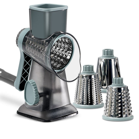 Darrahopens Home & Garden > Kitchenware > Kitchen Utensils White Rotary Cheese Grater & Vegetable Slicer - Manual Shredder with 3 Interchangeable Drums