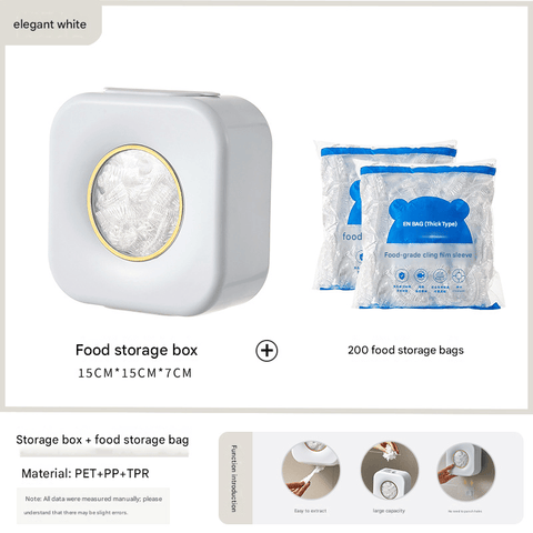 Darrahopens Home & Garden > Kitchenware > Kitchen Utensils White Wall Mounted Plastic Wrap Dispenser Storage Box with 200 Preservation Films