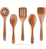 Darrahopens Home & Garden > Kitchenware > Kitchen Utensils Wooden Kitchen Utensils Set 5Pcs Teak Acacia Heat-Resistant Scratch-Resistant Cooking Ladle