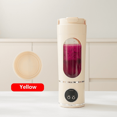 Darrahopens Home & Garden > Kitchenware > Kitchen Utensils Yellow 7.4V Portable Blender 700ml Wireless Juicer Cup - 12 Blade USB Rechargeable Smoothie Maker with LED Display - Personal Fruit Mixer with Safety Lock - BPA Free Travel Blender for Home Office Outdoor