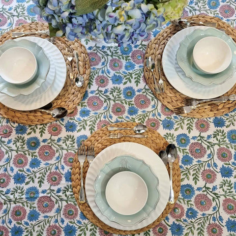 Darrahopens Home & Garden > Kitchenware Kolka Kumudani Hand Block-Printed Tablecloth - Pink