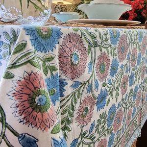Darrahopens Home & Garden > Kitchenware Kolka Kumudani Hand Block-Printed Tablecloth - Pink