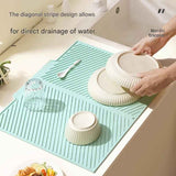Darrahopens Home & Garden > Kitchenware > Oven Mitts & Pot Holders 3-Piece Beige Silicone Draining Mat Set Kitchen Counter Protector Heat-Resistant Non-Slip Mats Large Medium Small