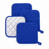 Darrahopens Home & Garden > Kitchenware > Oven Mitts & Pot Holders 4 Pack Heat Resistant Pot Holders - Blue Cotton Silver Coated Quilted Kitchen Heat Pads Non Slip Oven Mats 18x18cm Baking Cooking Microwave Use Durable Thermal Protection