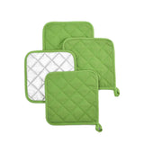 Darrahopens Home & Garden > Kitchenware > Oven Mitts & Pot Holders 4 Pack Heat Resistant Pot Holders - Green Cotton Silver Coated Quilted Kitchen Heat Pads Non Slip Oven Mats 18x18cm Baking Cooking Microwave Use Durable Thermal Protection
