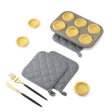 Darrahopens Home & Garden > Kitchenware > Oven Mitts & Pot Holders 4 Pack Heat Resistant Pot Holders - Grey Cotton Silver Coated Quilted Kitchen Heat Pads Non Slip Oven Mats 18x18cm Baking Cooking Microwave Use Durable Thermal Protection